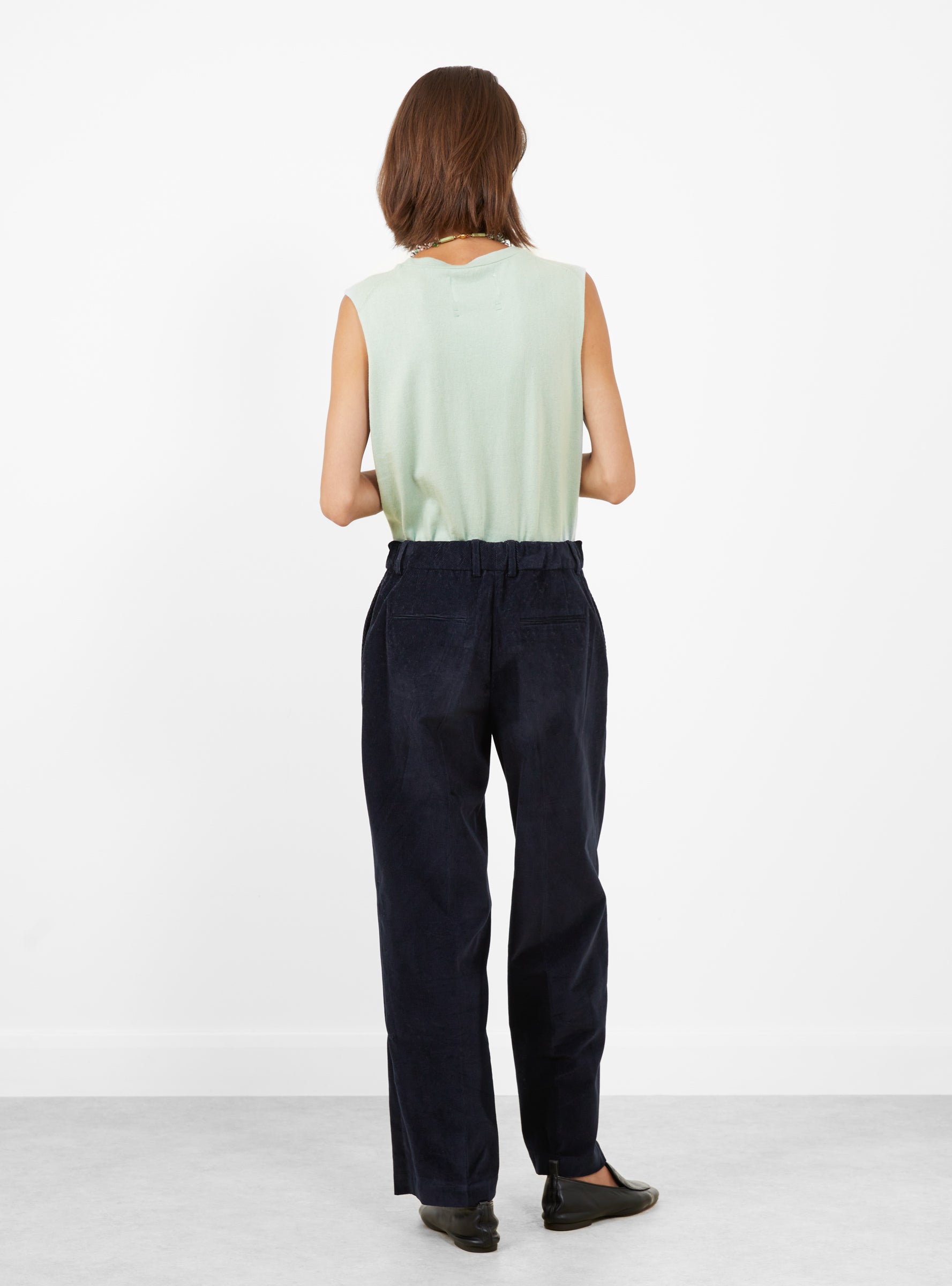Low Rise Corduroy Pants Navy Navy CORDERA (model back) at Couverture & The Garbstore