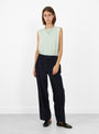 Low Rise Corduroy Pants Navy Navy CORDERA (model front) at Couverture & The Garbstore