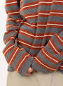 Organic-Cotton-Striped-Long-Sleeve-T-Shirt-Red-and-Grey-Red-and-Grey-CORDERA-(model-close-up) at Couverture & The Garbstore