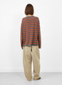 Organic Cotton Striped Long Sleeve T-Shirt Red and Grey Red and Grey CORDERA (model back) at Couverture & The Garbstore
