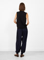 Merino Wool Button Waistcoat Black Black CORDERA (model back) at Couverture & The Garbstore