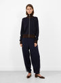 Merino Wool Sporty Cardigan Navy Navy CORDERA (model front) at Couverture & The Garbstore