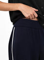 Organic Cotton Sporty Pants Navy Navy CORDERA (model close up) at Couverture & The Garbstore