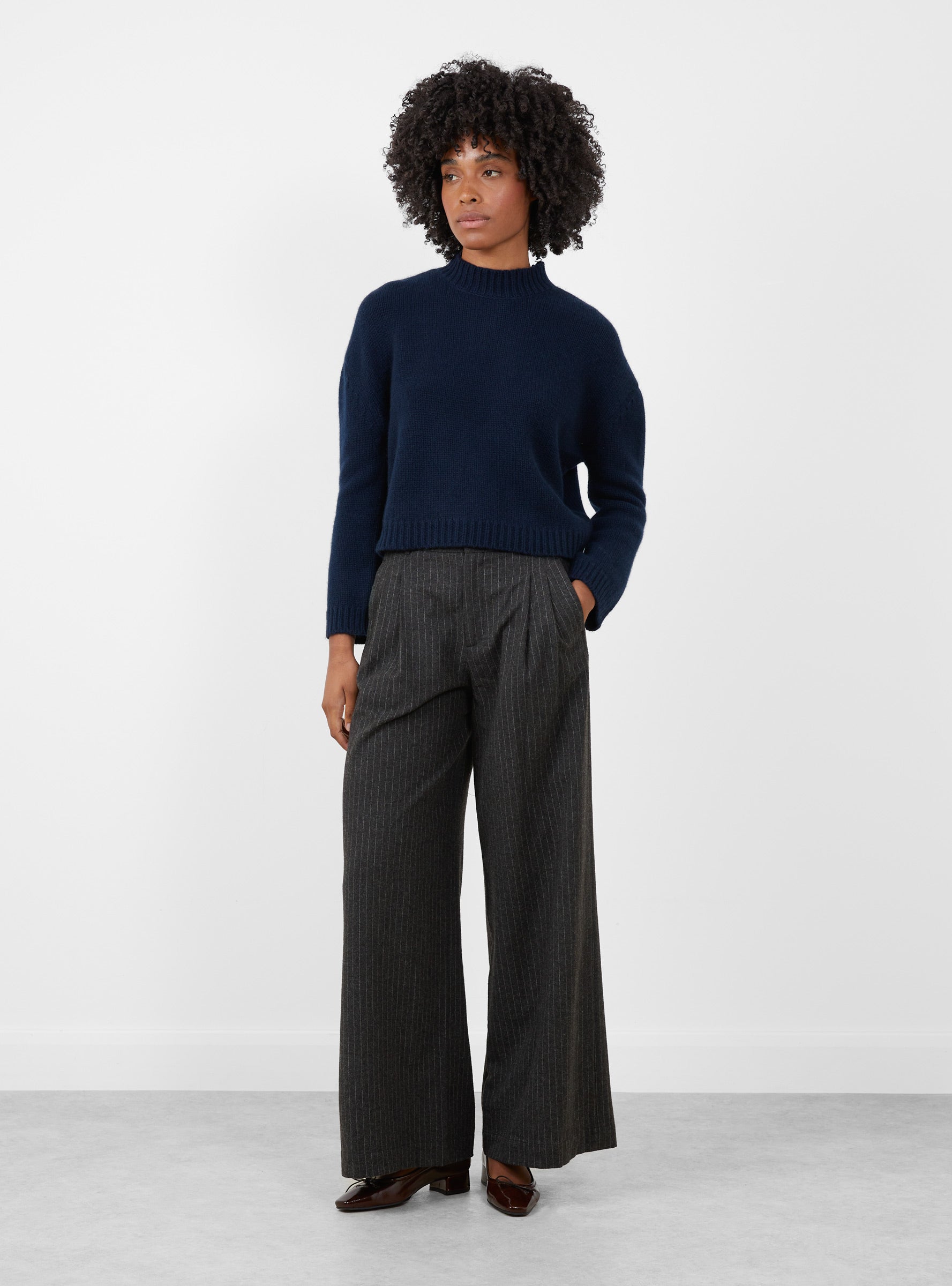 Crew Neck Jumper Inkwell Inkwell HIMALA (model front) at Couverture & The Garbstore