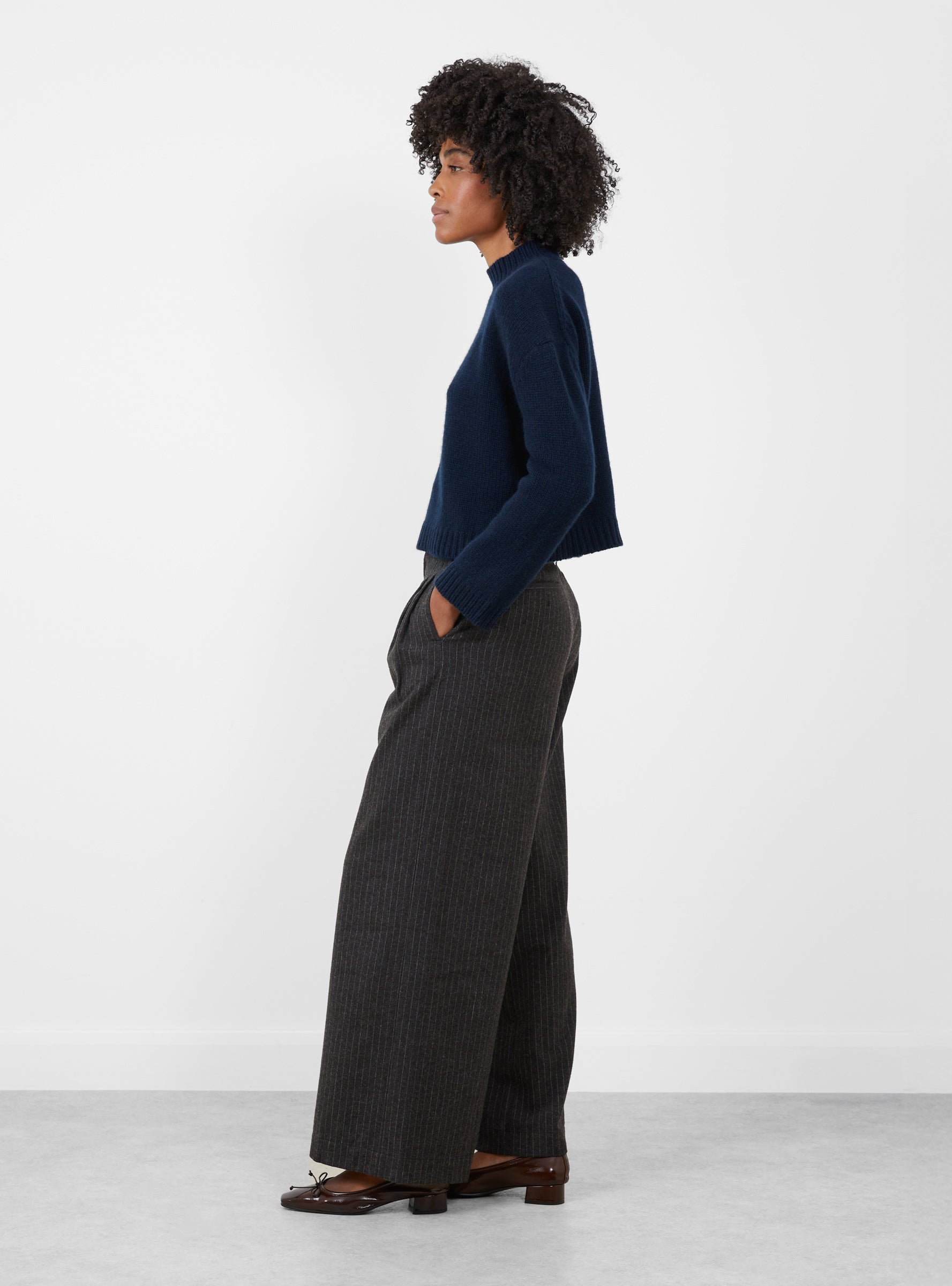 Crew Neck Jumper Inkwell Inkwell HIMALA (model side) at Couverture & The Garbstore