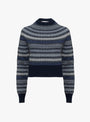 Crew Neck Darted Sleeve Jumper Fair Isle Blue by Himalayan Cashmere (ghost front) at Couverture & The Garbstore
