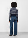 Crew Neck Darted Sleeve Jumper Fair Isle Blue Fair Isle Blue HIMALA (model back) at Couverture & The Garbstore
