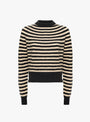 Numbus Crew Neck Darted Sleeve Jumper Beige and Black Stripe by Himalayan Cashmere  (ghost front) at Couverture & The Garbstore