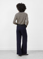 Numbus Crew Neck Darted Sleeve Jumper Beige and Black Stripe Beige and Black Stripe HIMALA (model back) at Couverture & The Garbstore