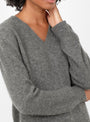 Numbus V Neck Jumper Thunder Thunder HIMALA (model close up) at Couverture & The Garbstore