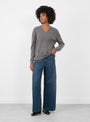 Numbus V Neck Jumper Thunder Thunder HIMALA (model front) at Couverture & The Garbstore