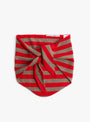 Striped Triangle Scarf Bracken and Scarlet by Himalayan Cashmere (tied view) at Couverture & The Garbstore