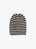 Striped Nimbus Ribbed Hat Black and Beige by Himalayan Cashmere (top view) at Couverture & The Garbstore