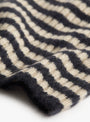 Striped Nimbus Ribbed Hat Black and Beige by Himalayan Cashmere (wool closeup at Couverture & The Garbstore