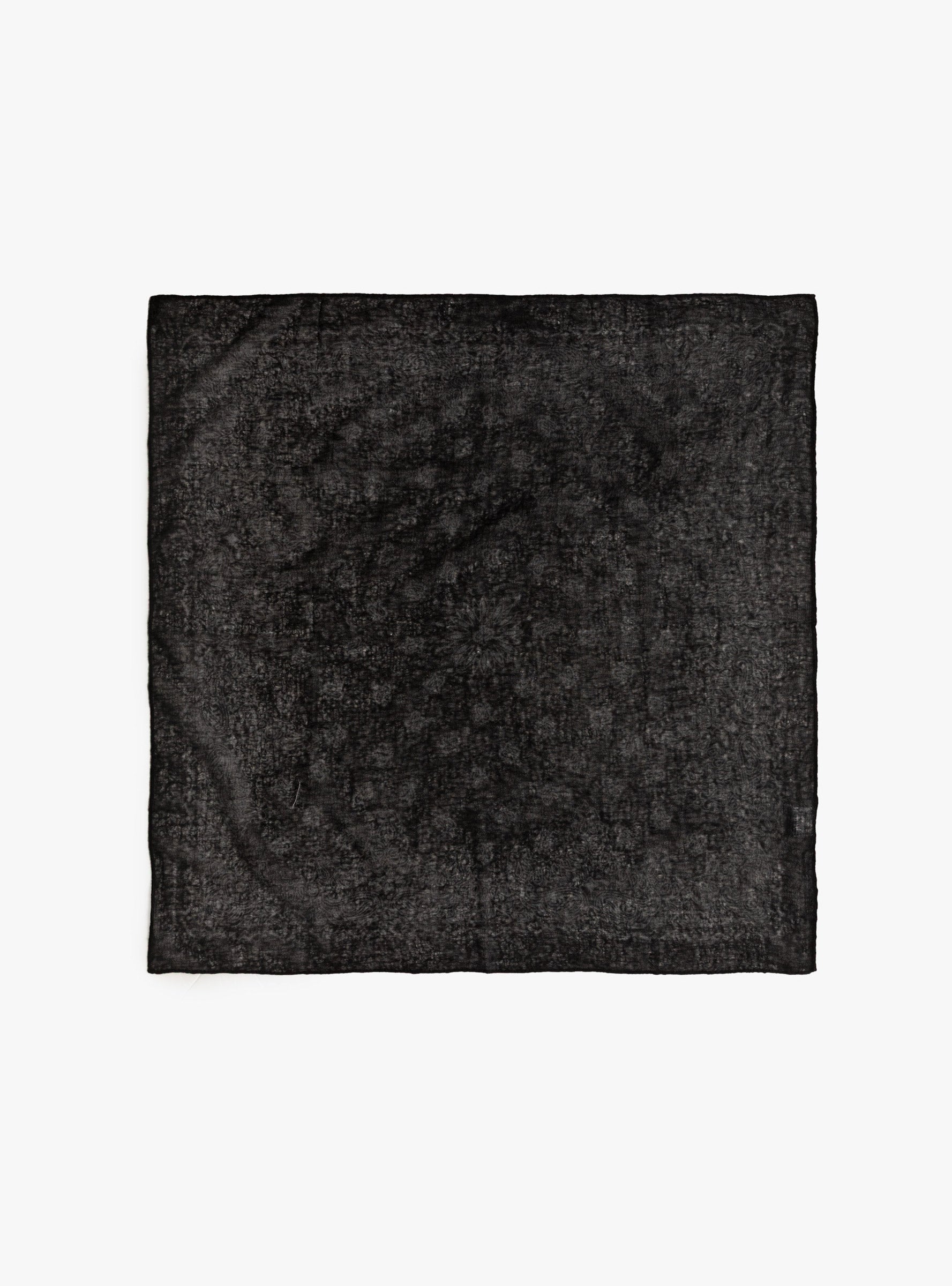 Classic 1423 Bandana Natural Charcoal Himalayan Cashmere -YETI (top view) at Couverture & The Garbstore