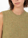 Namaste Knit Vest Sage Sage SOEUR (model close up) at Couverture & The Garbstore