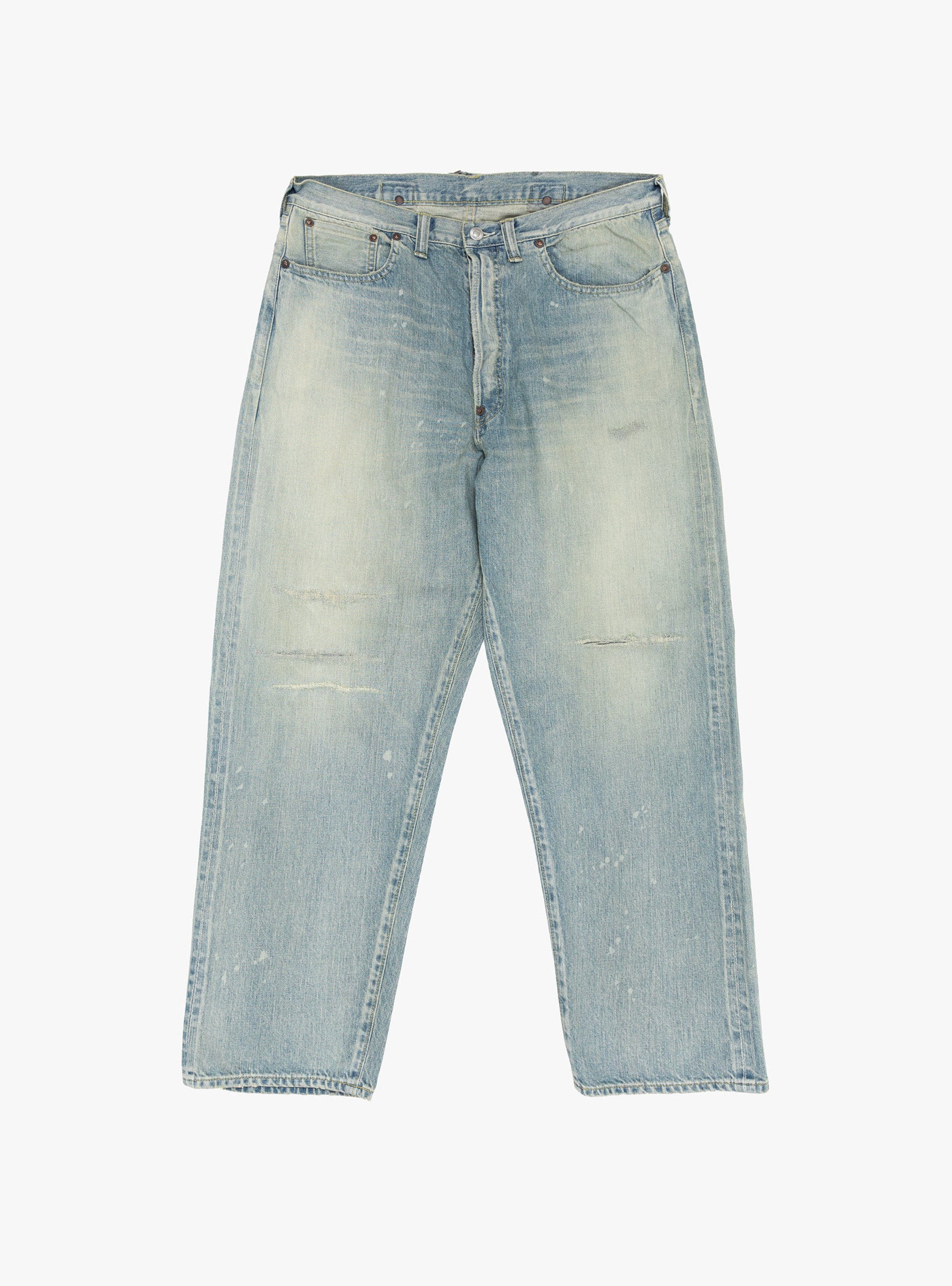 No.37 Washed Wide Denim Pants Bleach A.PRESSE (front) at Couverture & The Garbstore