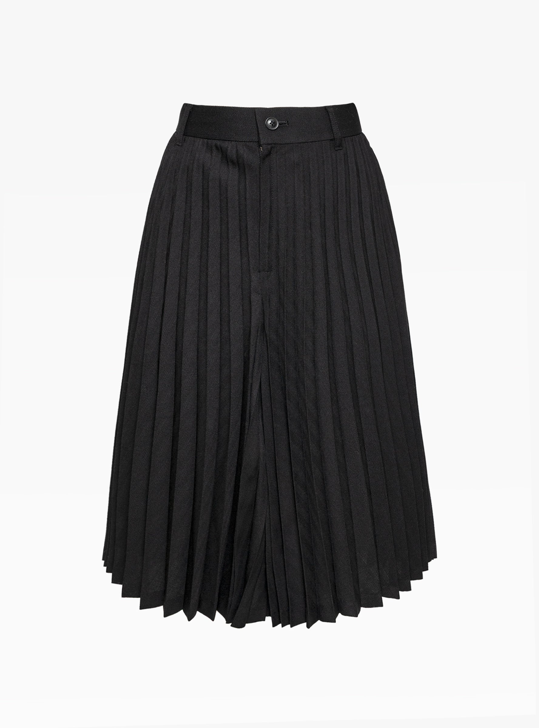 Herringbone Pleated Shorts Black Black TOGA_Front_View at Couverture & The Garbstore