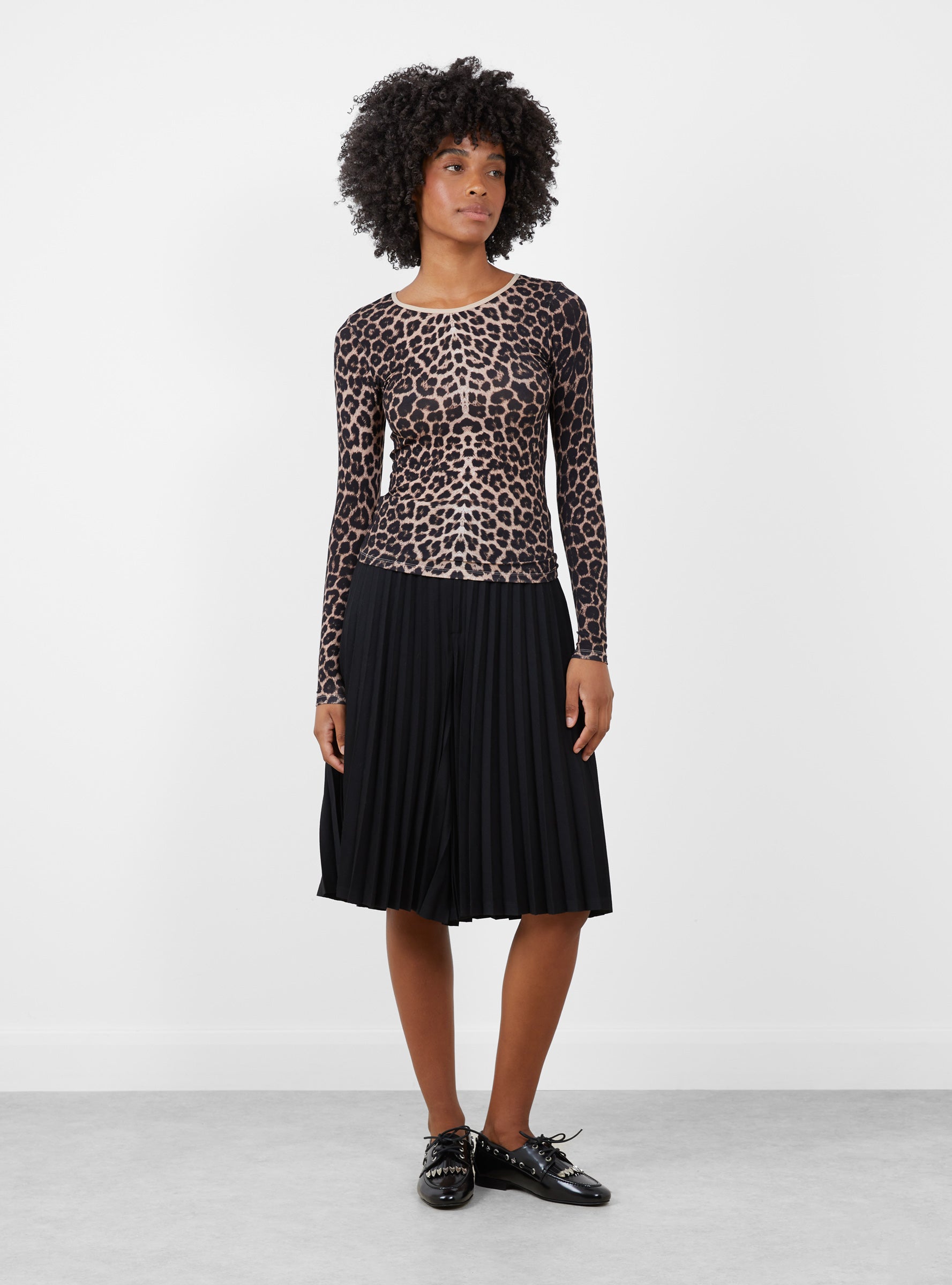 Herringbone Pleated Shorts Black Black TOGA (model front) at Couverture & The Garbstore