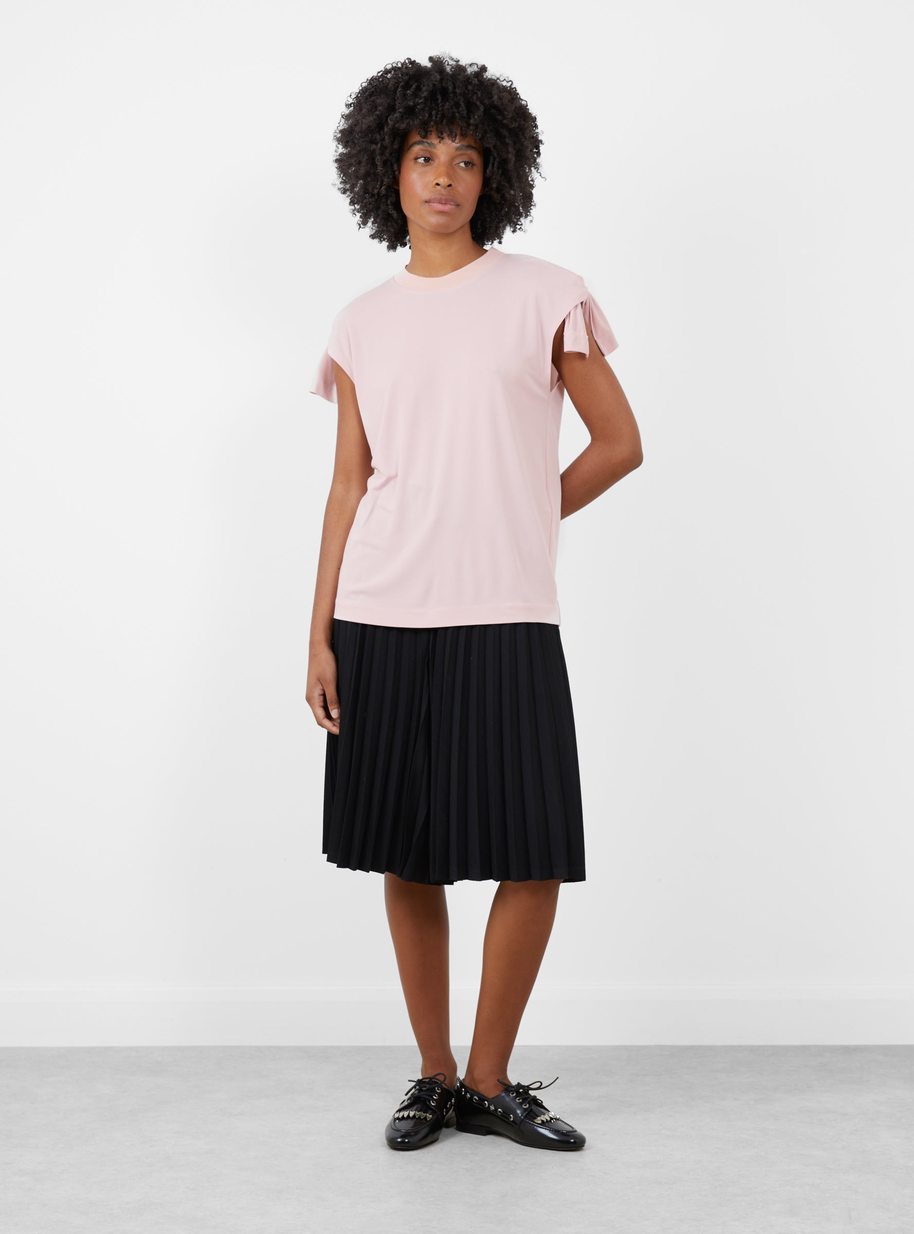 High Twist Smooth Jersey Top Pink Pink TOGA (model front) at Couverture & The Garbstore