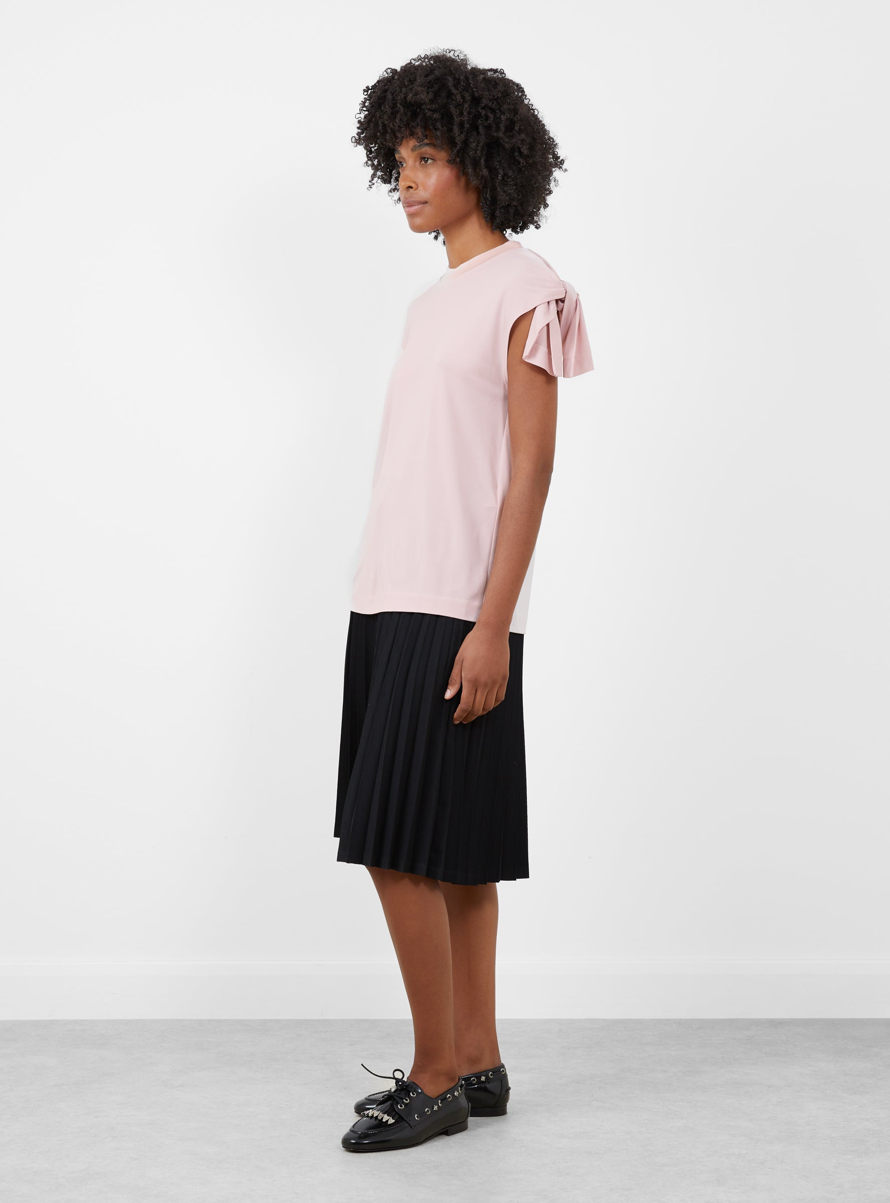 High Twist Smooth Jersey Top Pink Pink TOGA (model side) at Couverture & The Garbstore
