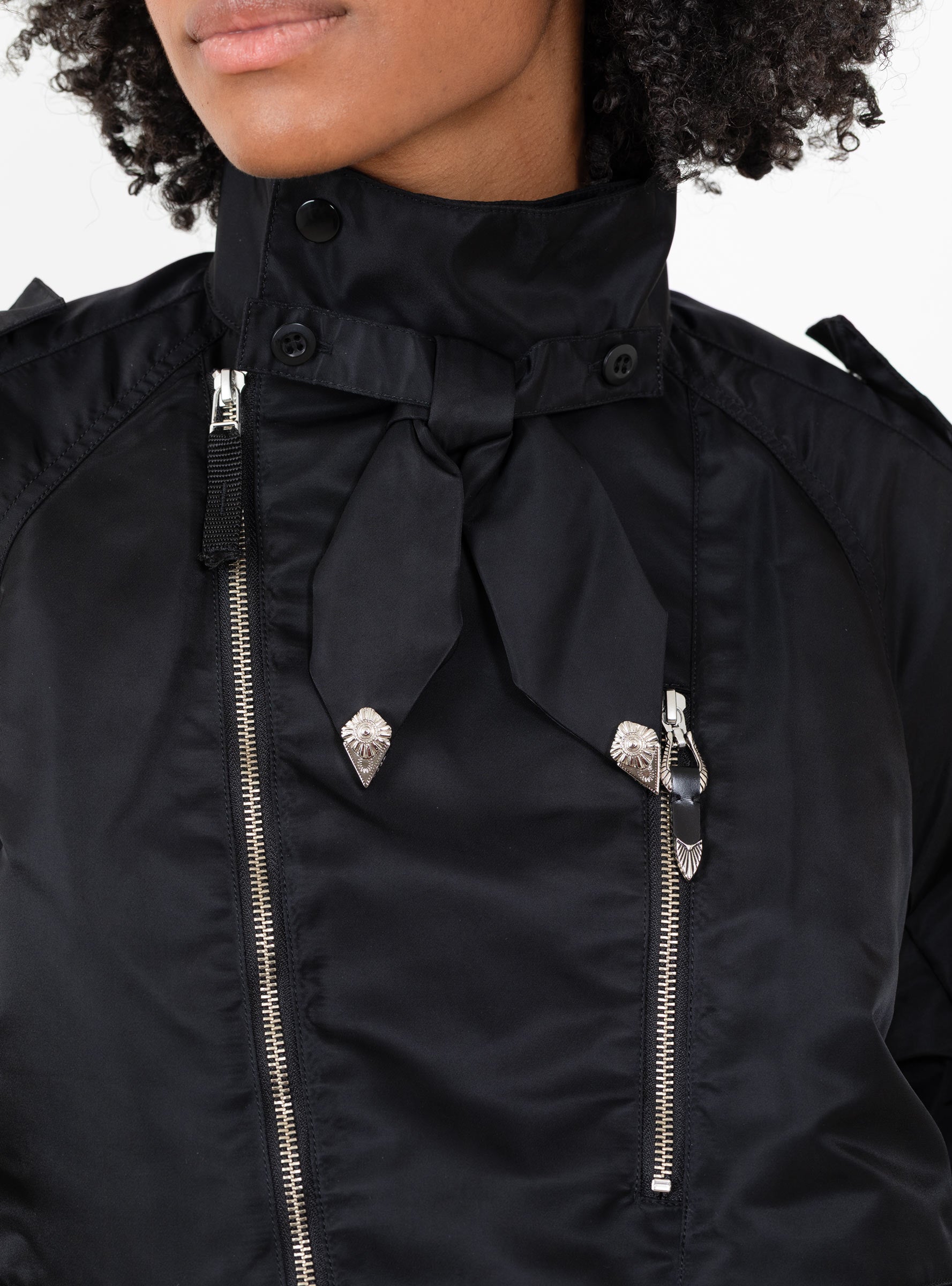 Nylon Twill Blouson Black Black TOGA (collar close up) at Couverture & The Garbstore