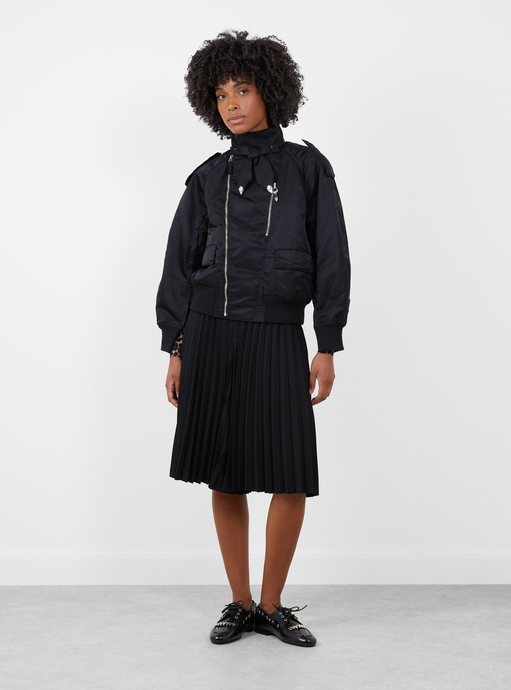 Nylon Twill Blouson Black Black TOGA (model front) at Couverture & The Garbstore
