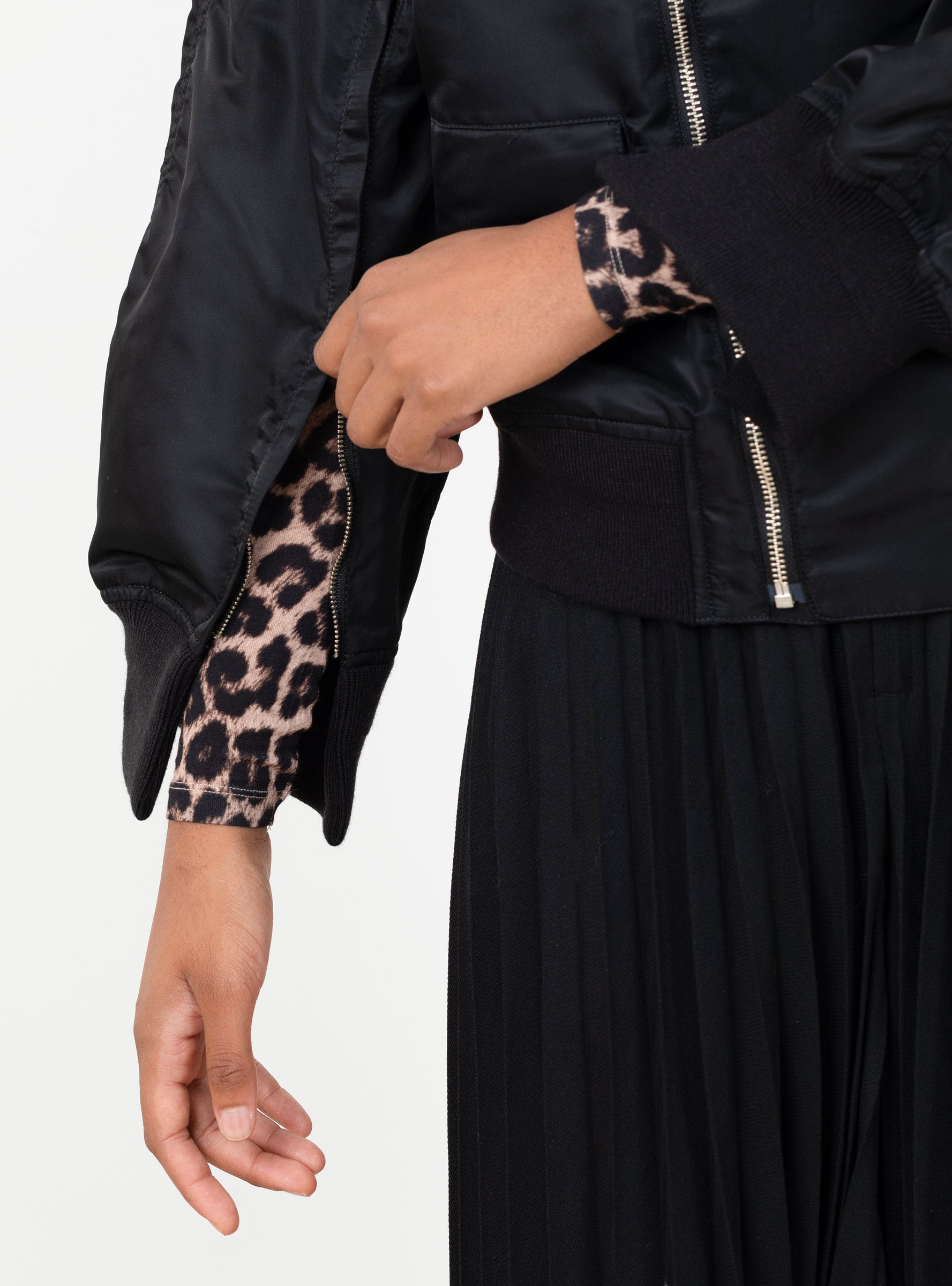 Nylon Twill Blouson Black Black TOGA (zip close up) at Couverture & The Garbstore
