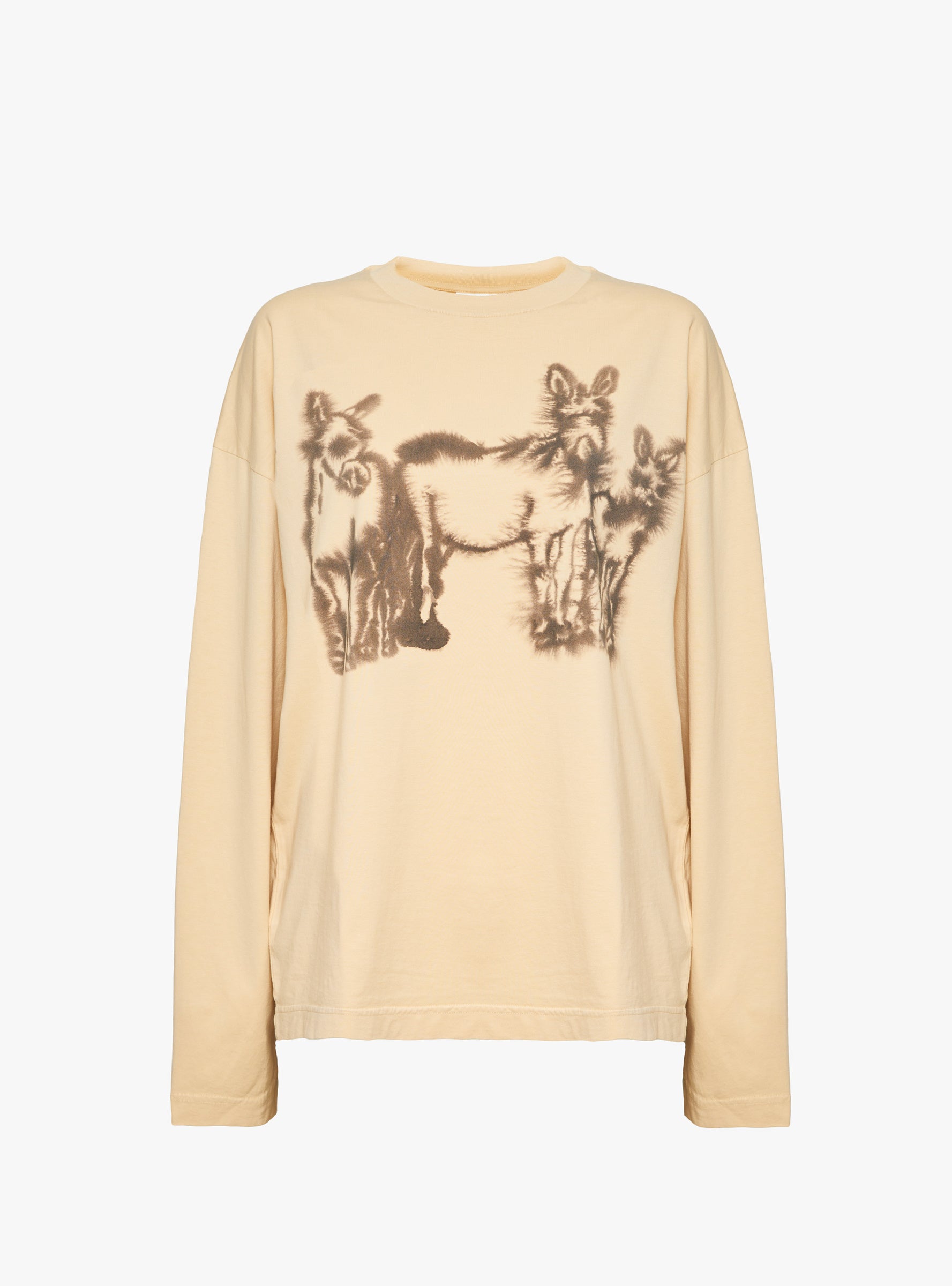 3 Donkeys Long Sleeve T-Shirt Beige Beige WILD ANIMALS (ghost fornt) at Couverture & The Garbstore
