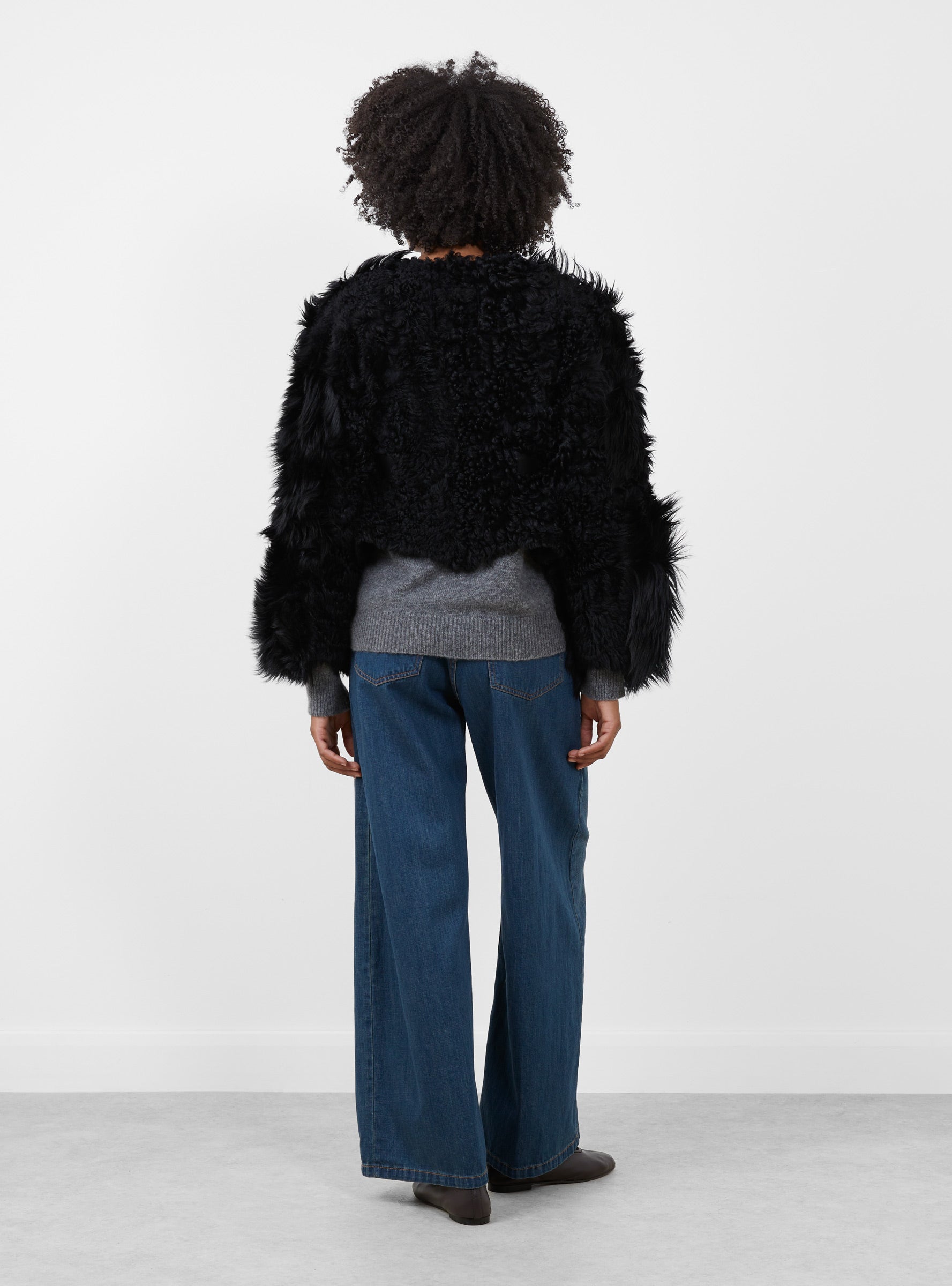 Rainer Shaggy Jacket Black Black Milena Silvano (model back) at Couverture & The Garbstore