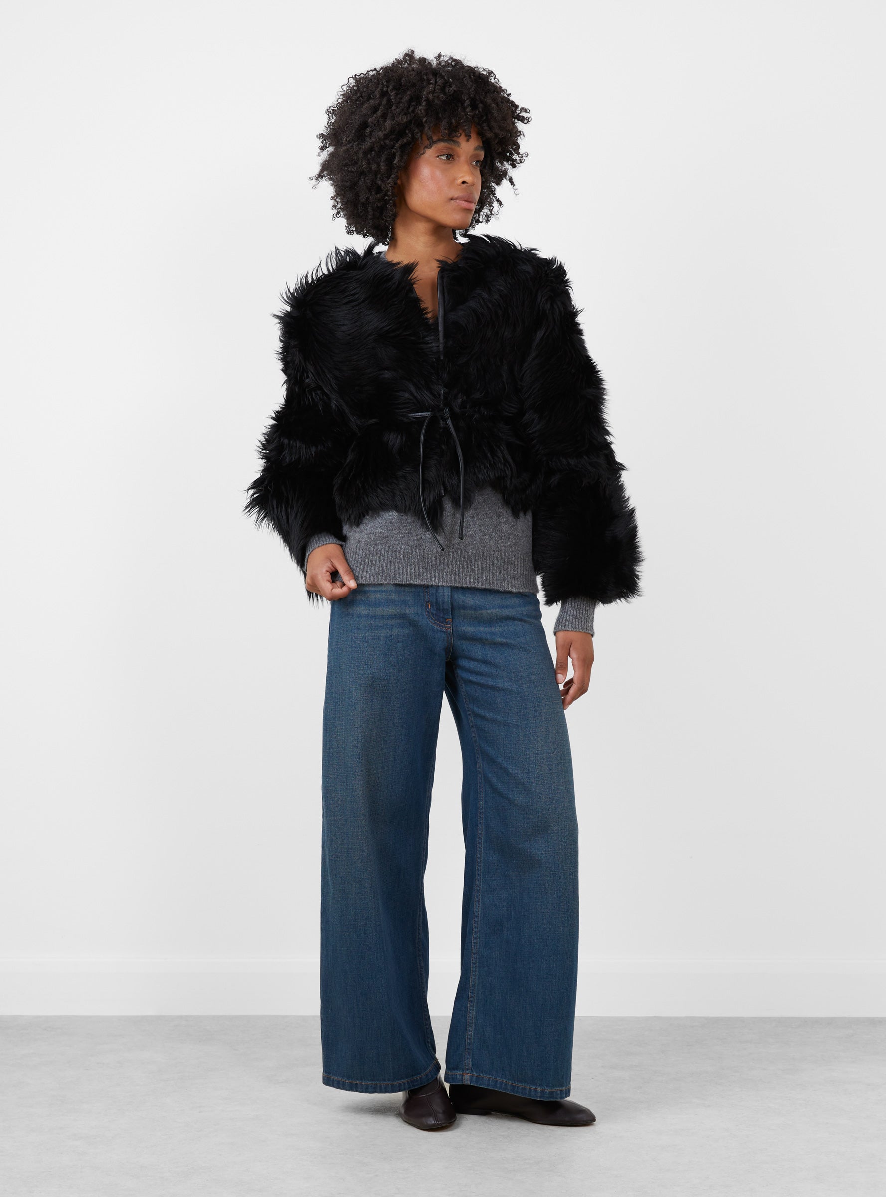 Rainer Shaggy Jacket Black Black Milena Silvano (model front) at Couverture & The Garbstore