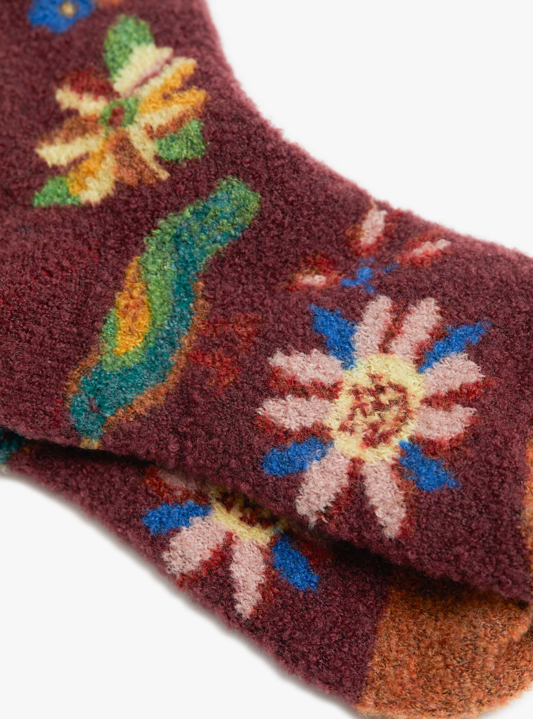 Wool Bouclette Socks Flowers Flowers BONNE MAISON (Fabric Detail) at Couverture & The Garbstore