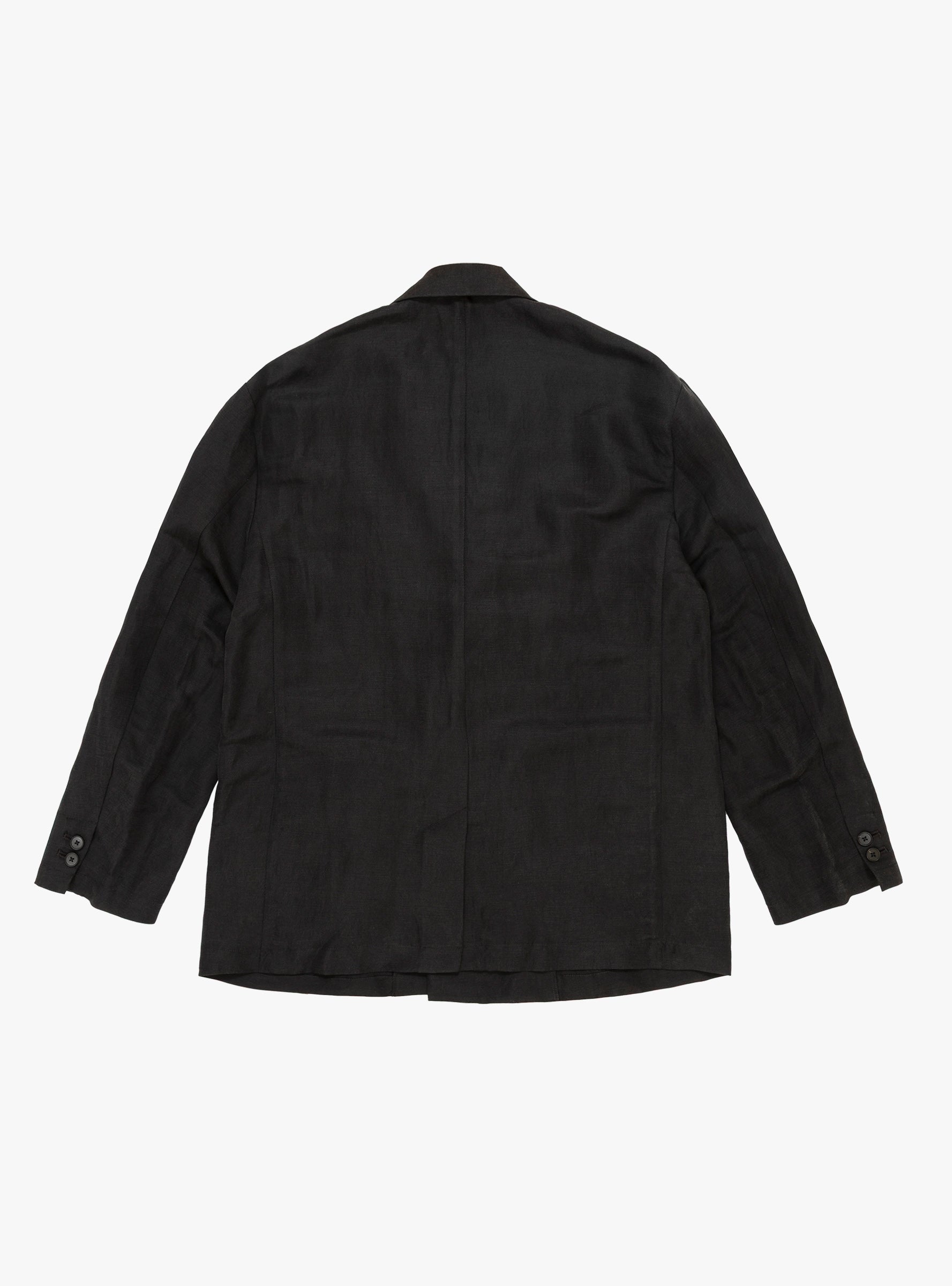 Silk Linen Double Breasted Blazer Black SSSTEIN (Back) at Couverture & The Garbstore