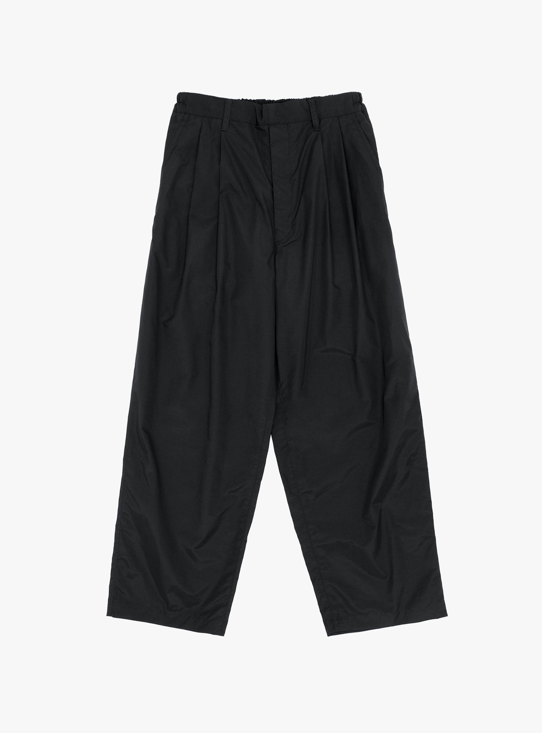 Cotton Nylon Wide Easy Trousers Black SSSTEIN (Front View) at Couverture & The Garbstore