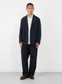 Cotton Nylon Wide Easy Trousers Dark Navy SSSTEIN (model front) at Couverture & The Garbstore