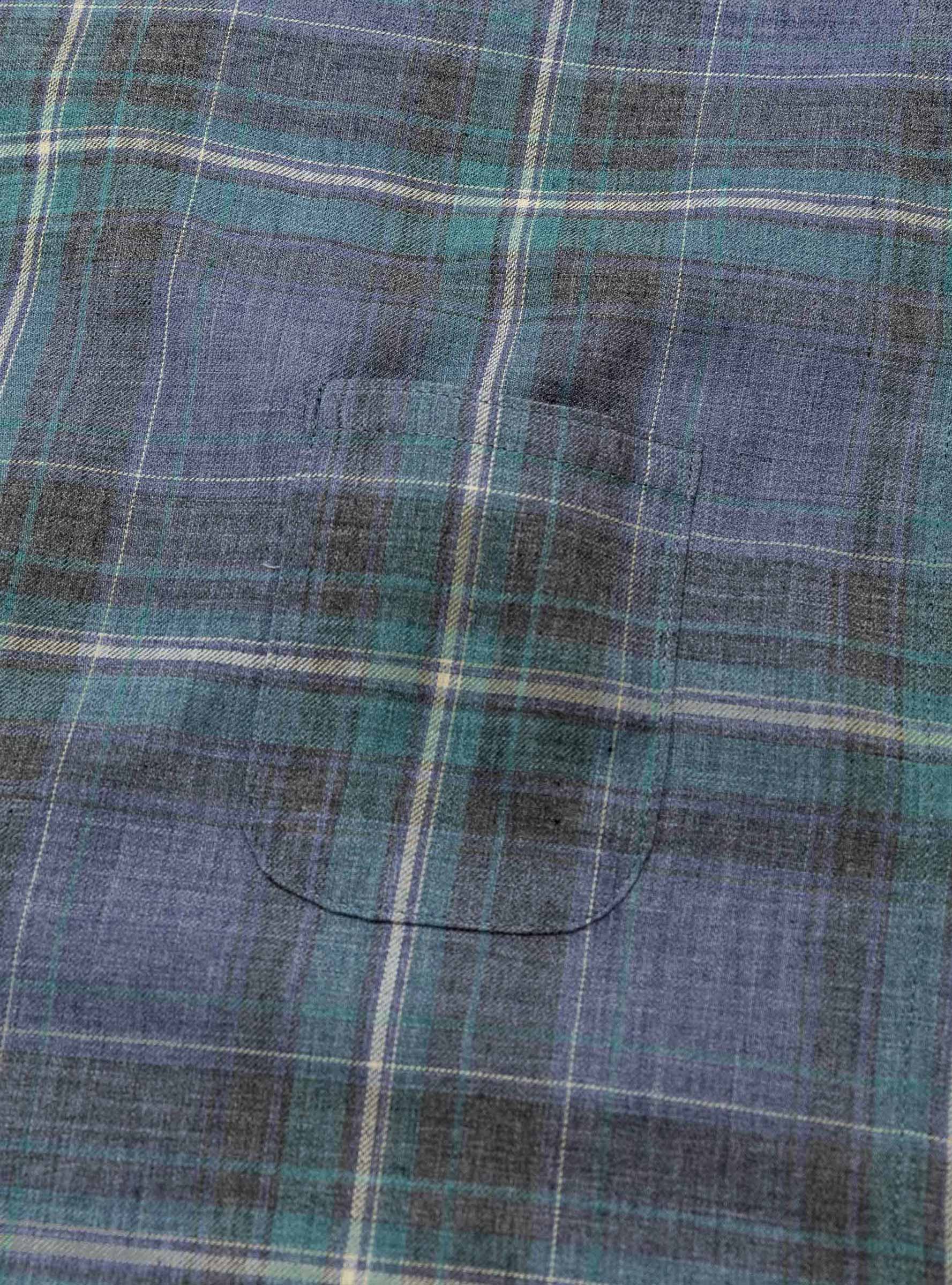 Made in Japan Grande Tab Shirt Blue Check TDR (Pocket Detail) at Couverture & The Garbstore