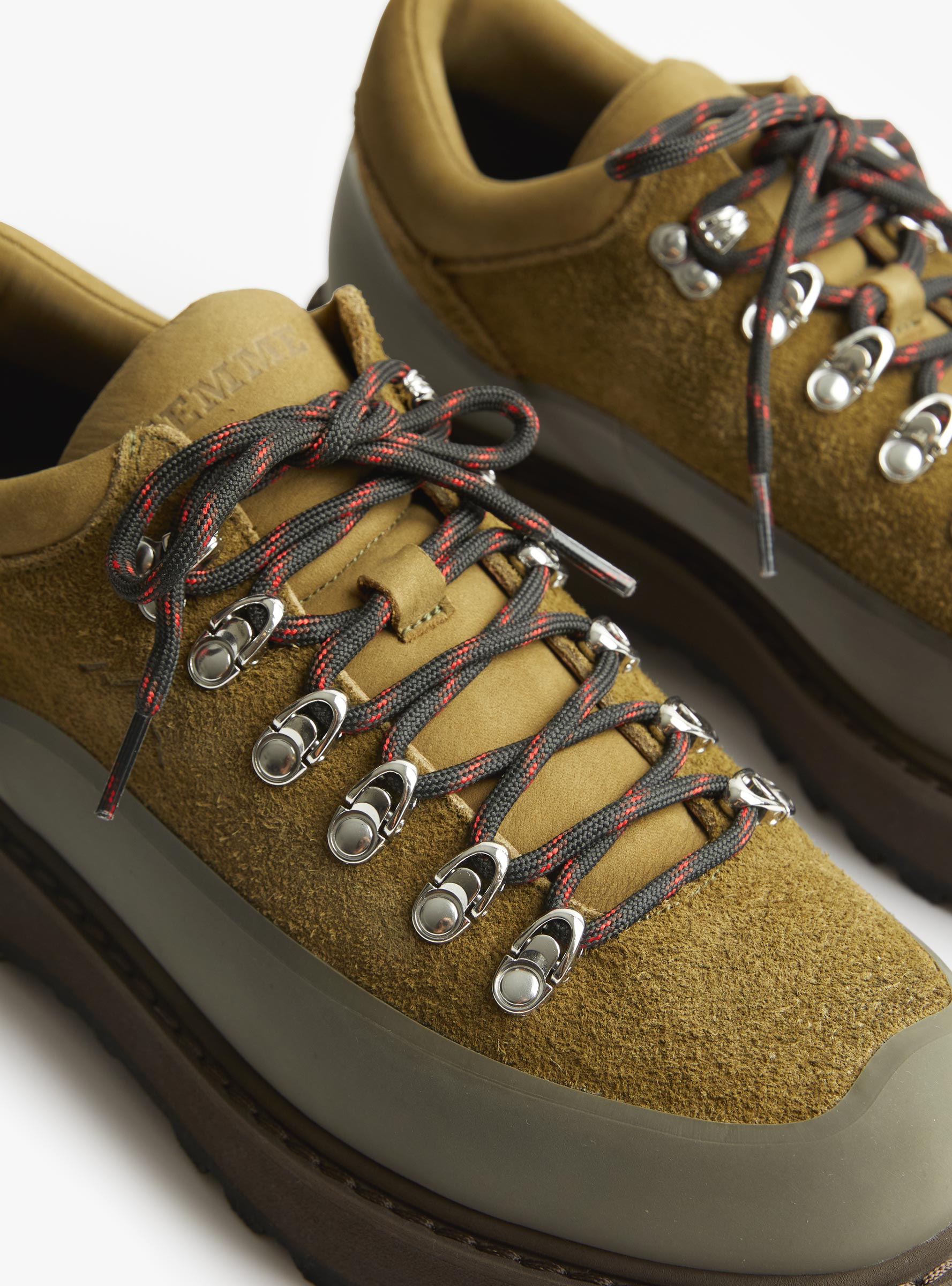 Cornaro Due Gomma Caper Green Suede Caper Green DIEMME (lace close up) at Couverture & The Garbstore