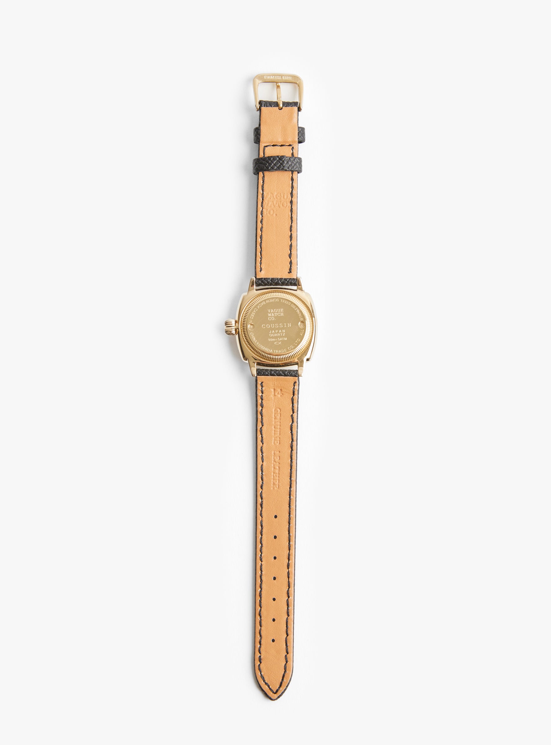 W Coussin 12 Watch Black Calf Leather Strap Black Calf VAGUE (top view back) at Couverture & The Garbstore