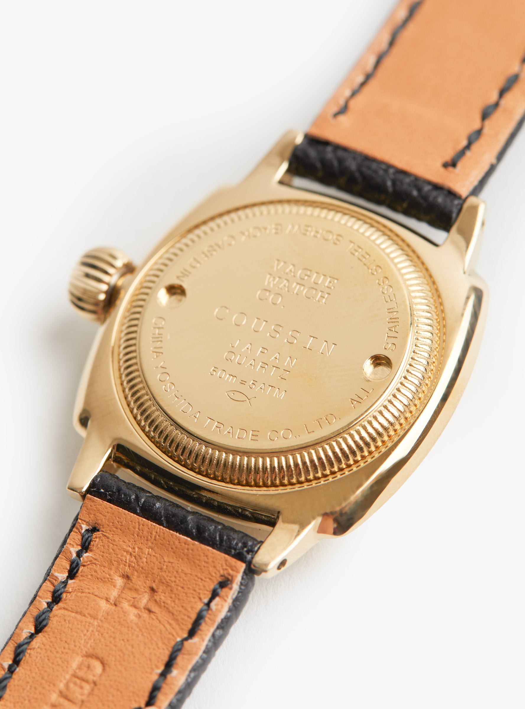 W Coussin Sophie Watch Caramel Leather Caramel Leather VAGUE (back detail) at Couverture & The Garbstore