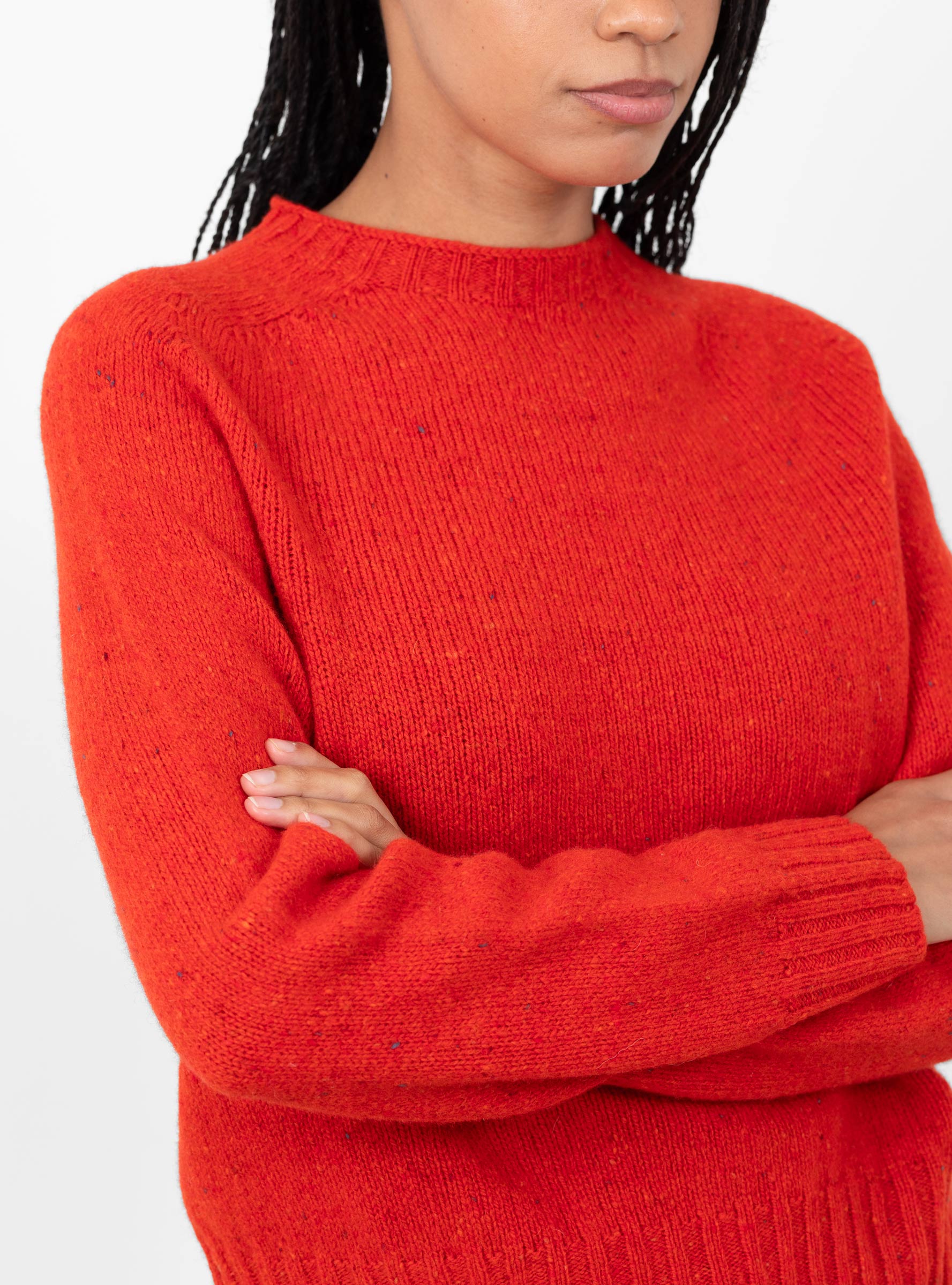 Nova_Jumper_Red_Fleck_Red_Fleck_SIDELINE_Model_close up at Couverture & The Garbstore