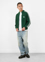 Knitted Training Jacket Dark Green RICE NINE TEN (model front) at Couverture & The Garbstore