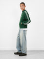 Knitted Training Jacket Dark Green RICE NINE TEN (model side) at Couverture & The Garbstore