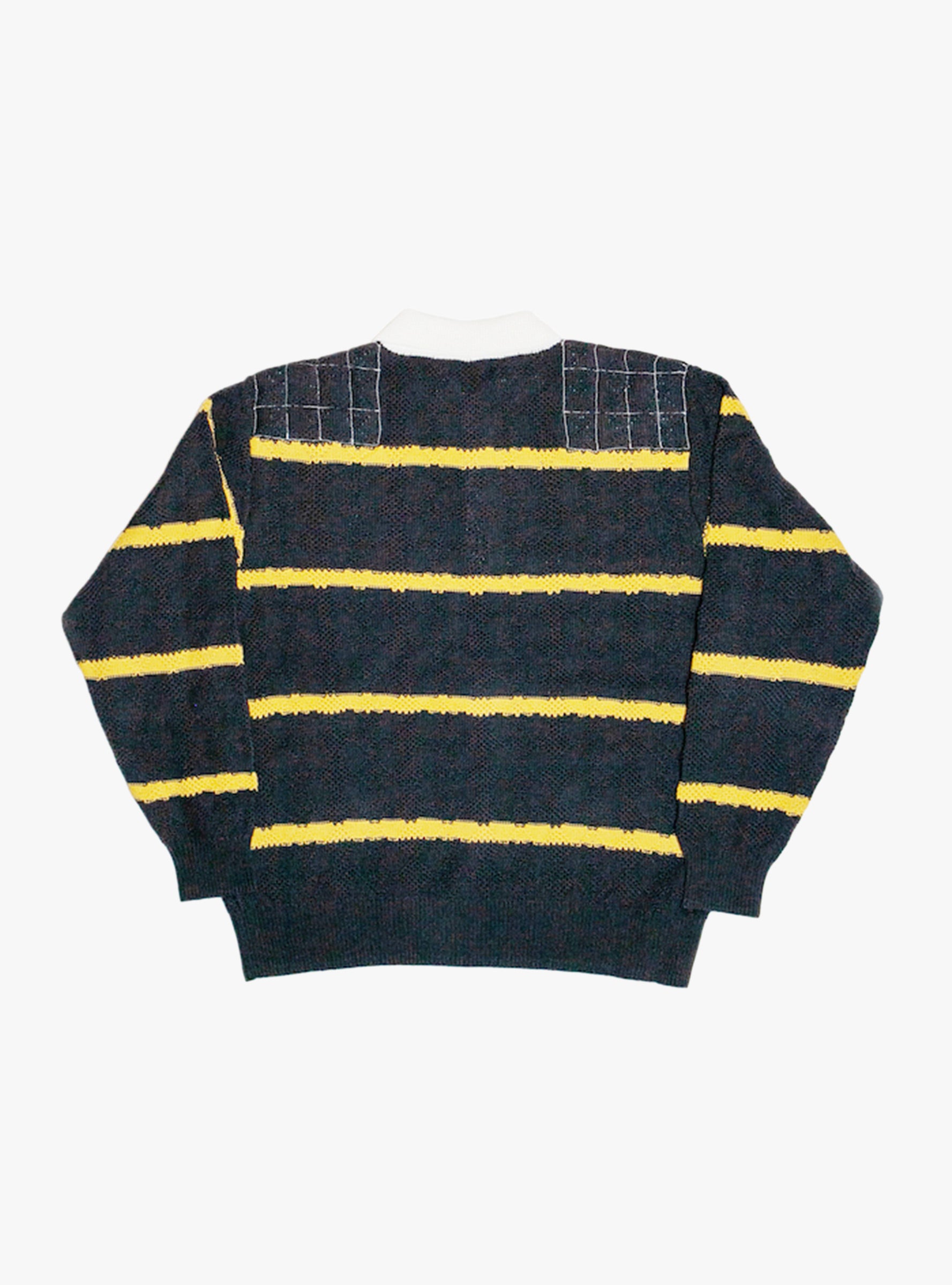 Homemade Knitted Rugby Shirt Faded Black RICE NINE TEN (Back) at Couverture & The Garbstore