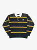 Homemade Knitted Rugby Shirt Faded Black RICE NINE TEN (Front View) at Couverture & The Garbstore