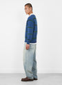 Homemade Knitted Rugby Shirt Faded Navy Blue RICE NINE TEN (model side) at Couverture & The Garbstore