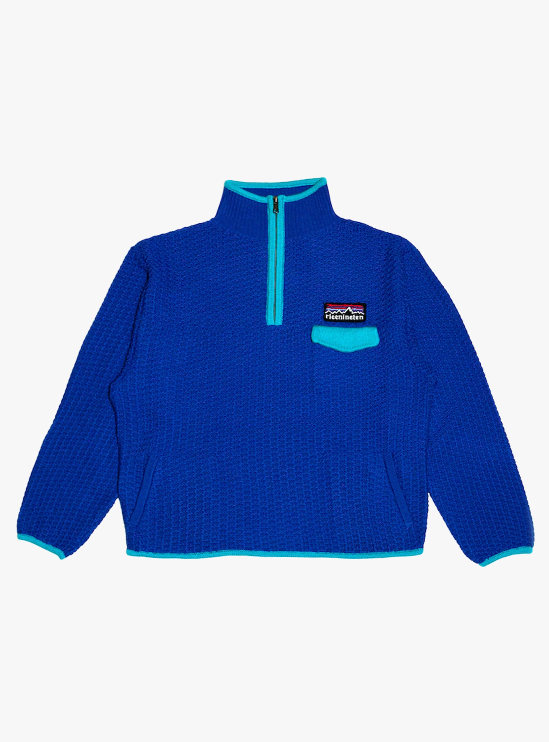 Mountain Knitted Pullover Blue RICE NINE TEN (Front View) at Couverture & The Garbstore