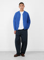 Wide-Rib-Knitted-Cardigan-Cobalt-Blue-RICE-NINE-TEN-(model-front) at Couverture & The Garbstore