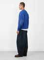 Wide-Rib-Knitted-Cardigan-Cobalt-Blue-RICE-NINE-TEN-(model-side) at Couverture & The Garbstore