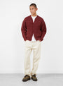Wide-Rib-Knitted-Cardigan-Mahogany-Brown-RICE-NINE-TEN-(model-front) at Couverture & The Garbstore