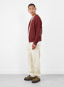 Wide-Rib-Knitted-Cardigan-Mahogany-Brown-RICE-NINE-TEN-(model-side) at Couverture & The Garbstore